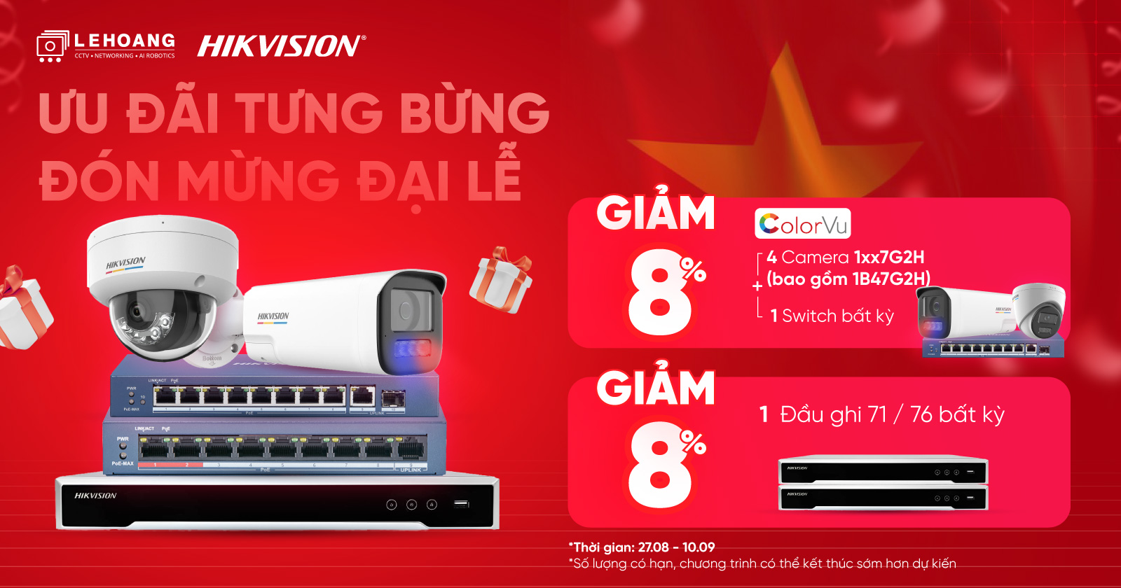 ưu đãi tưng bừng đón mừng đại lễ khi mua camera colorvu switch đầu ghi hikvision - hikvision việt nam
